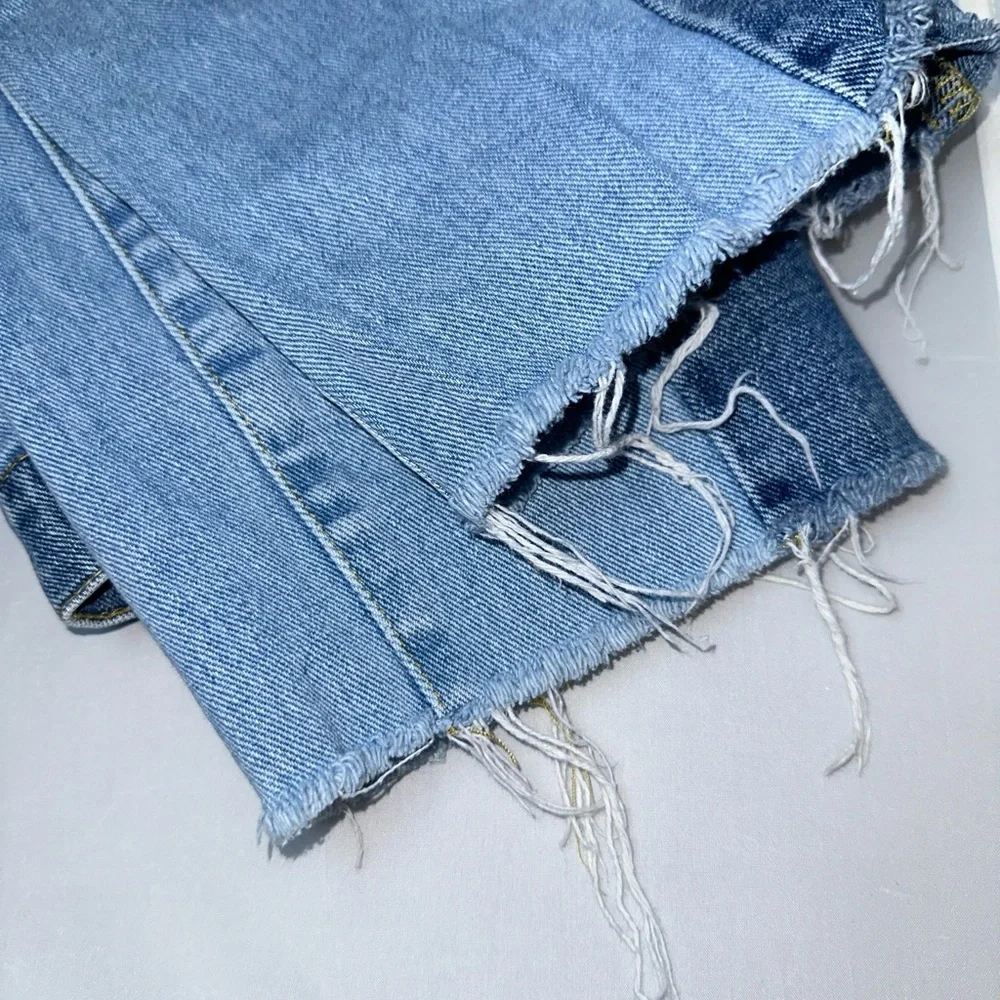 PacSun high-rise straight leg jeans size 30 two tone butterfly distressed hem - Picture 14 of 14